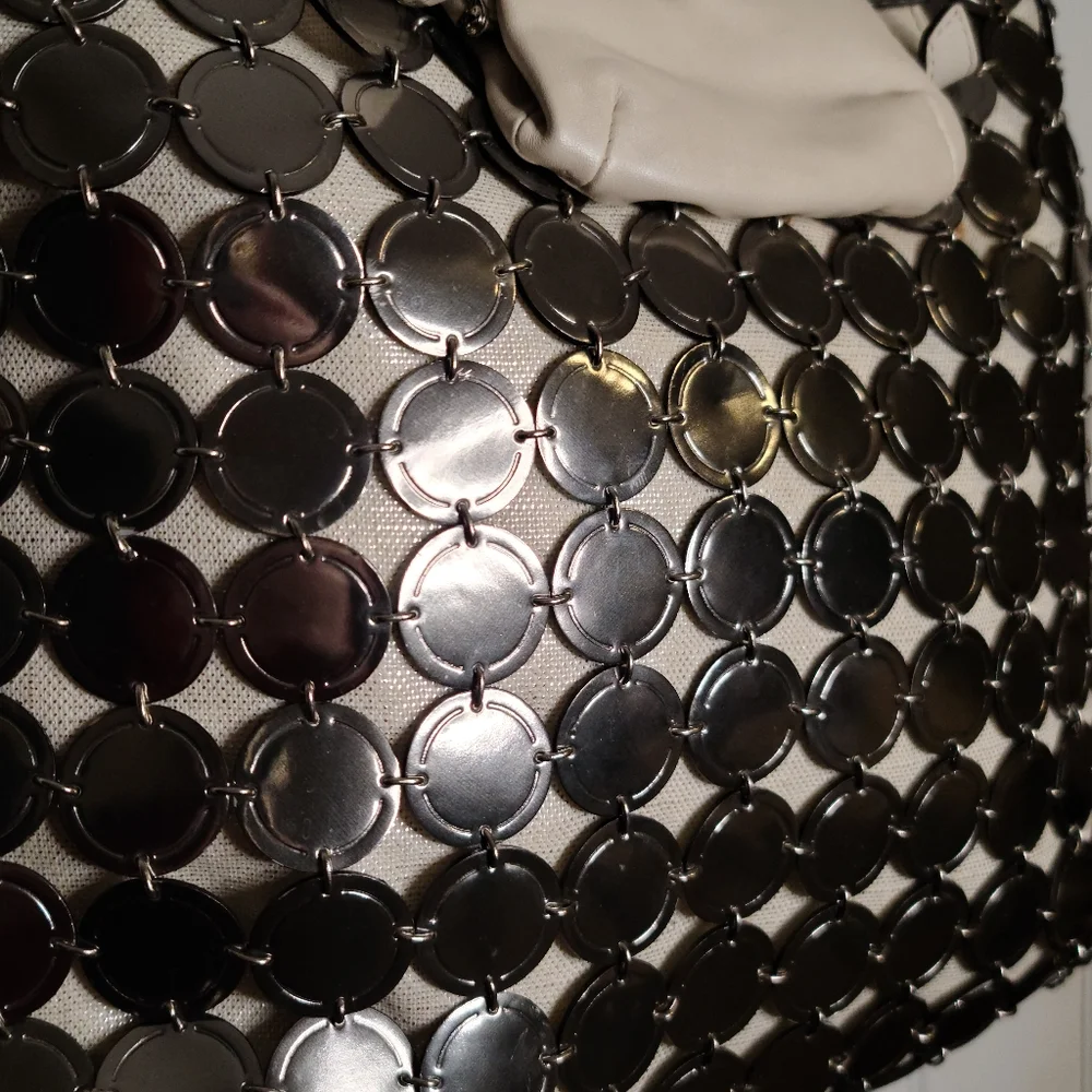 LIMITED EDITION! Coach Bonnie Cashin White & Silver Metallic Medallion Bag 13376 - Picture 7 of 16
